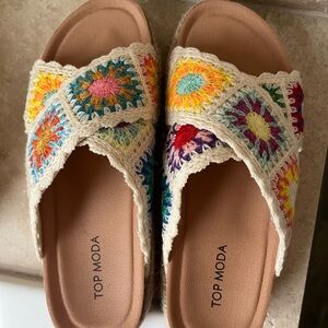 Top Moda Women's Crochet Slide Sandals - Multicolor